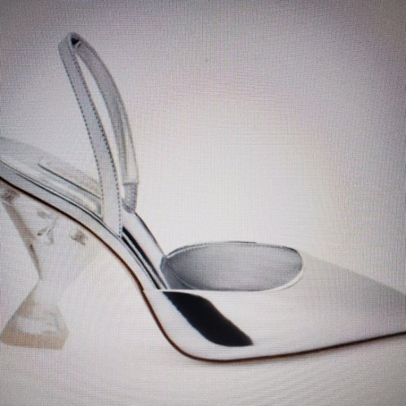 Gaga Metallic Leather Sling back Pumps In Specchio Silver - Picture 1 of 6